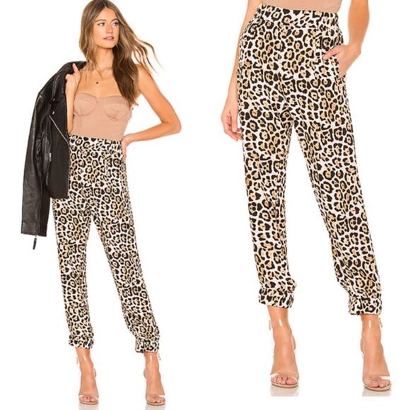 ATM Anthony Thomas Melillo Leopard Print Silk Cropped Joggers - Picture 3 of 9